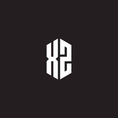 Siyah arkaplanda izole edilmiş altıgen biçim tasarım şablonu içeren XZ logo monogramı