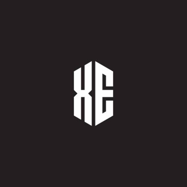 XE Logo monogram with hexagon shape style design template isolated on black background