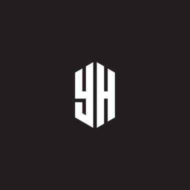 YH Logo monogram with hexagon shape style design template isolated on black background