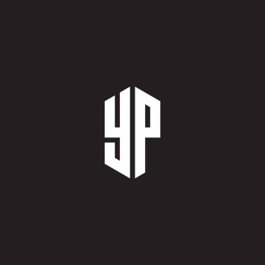 YP Logo monogram with hexagon shape style design template isolated on black background