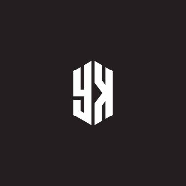 YK Logo monogram with hexagon shape style design template isolated on black background