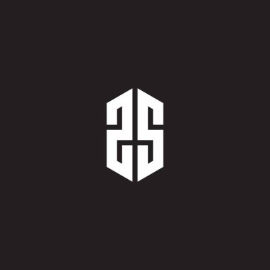 ZS Logo monogram with hexagon shape style design template isolated on black background