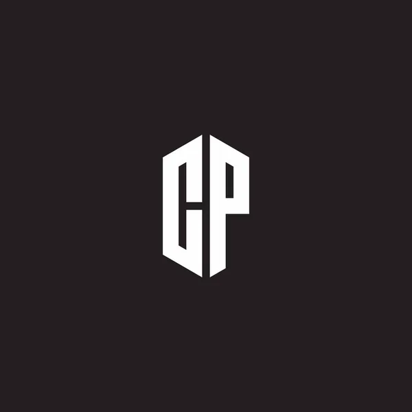 Логограма Логотипу Шаблоном Дизайну Форми Шестикутника Ізольовано Чорному Фоні — стоковий вектор