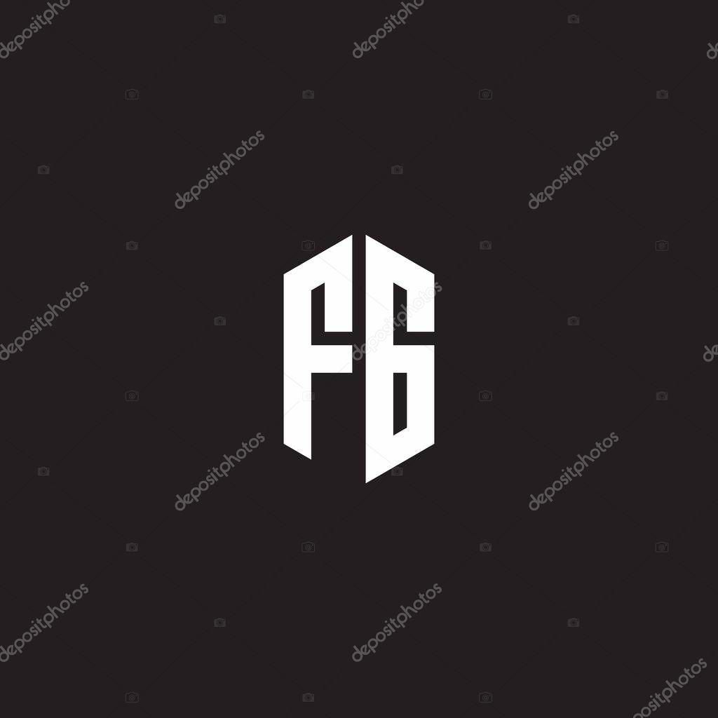 FG Logo monogram with hexagon shape style design template isolated on black background