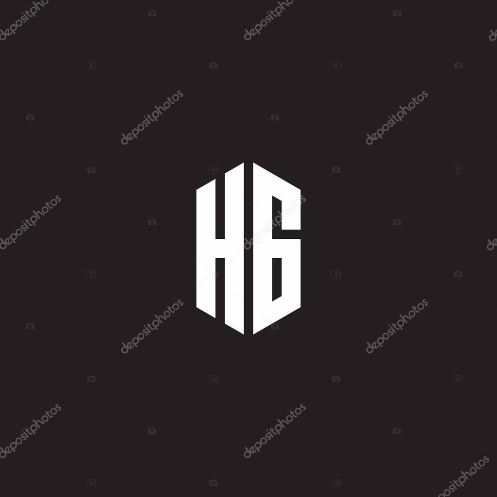 HG Logo monogram with hexagon shape style design template isolated on black background