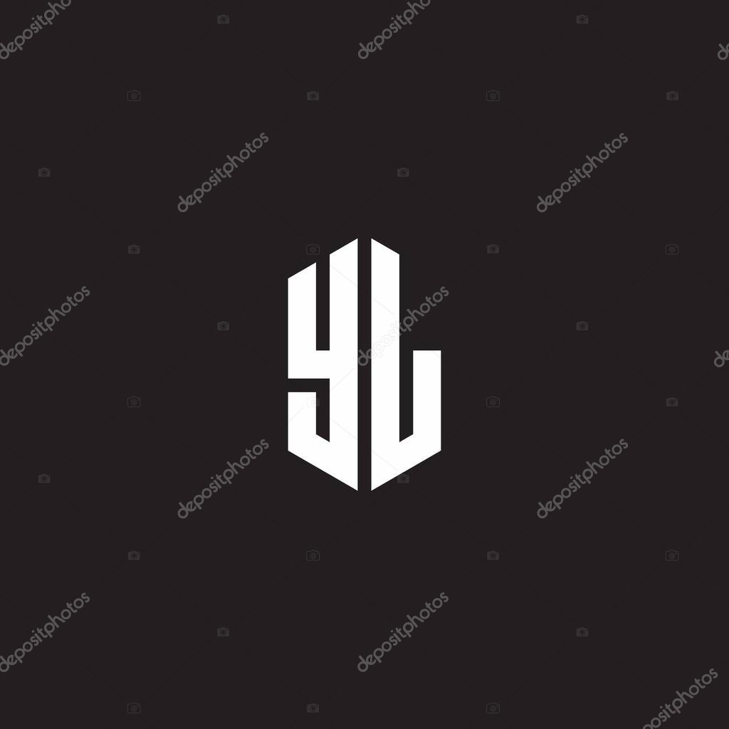 YL Logo monogram with hexagon shape style design template isolated on black background