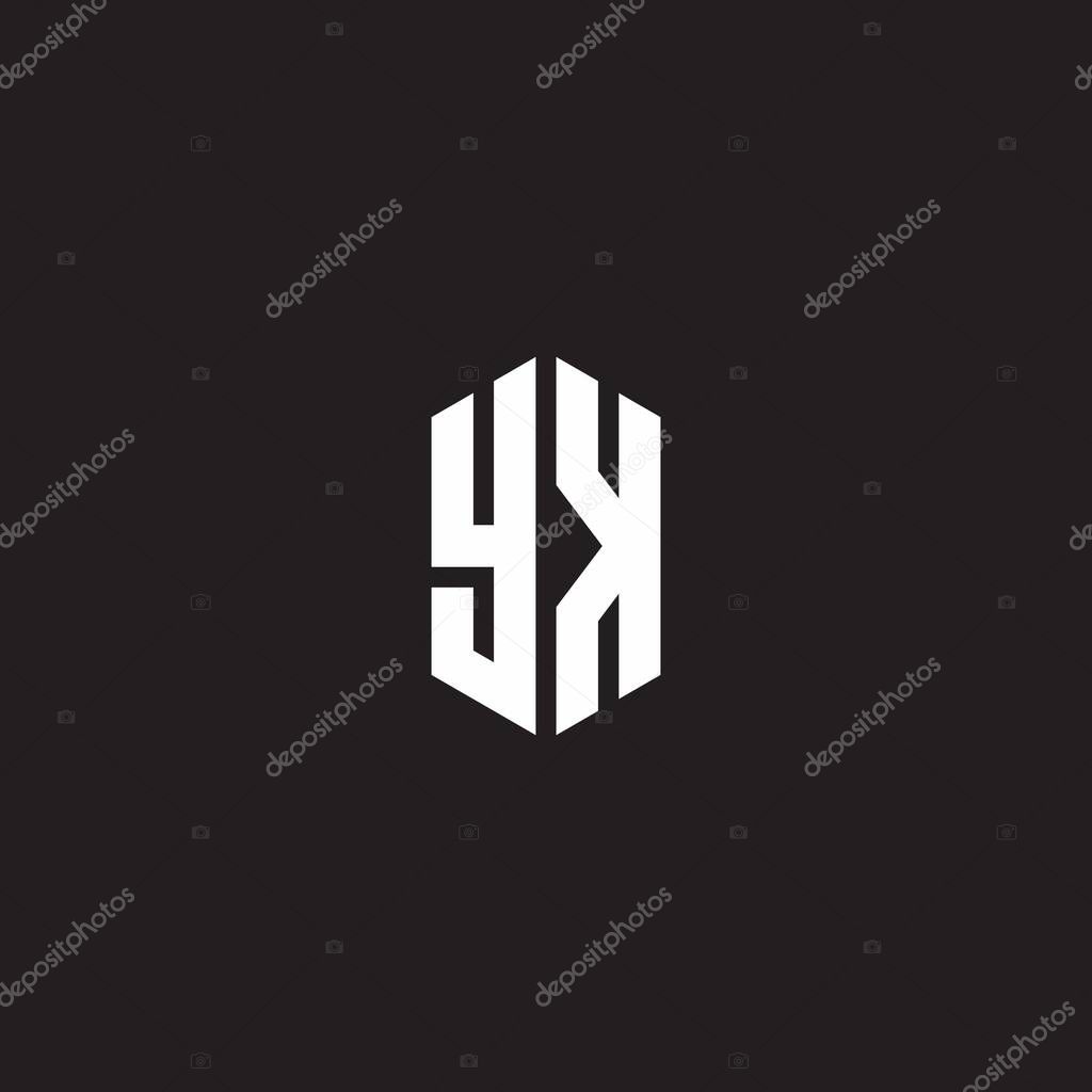 YK Logo monogram with hexagon shape style design template isolated on black background