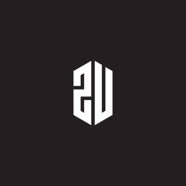 ZU Logo monogram with hexagon shape style design template isolated on black background