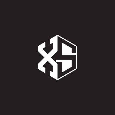 XS Logo monogram hexagon with black background negative space style