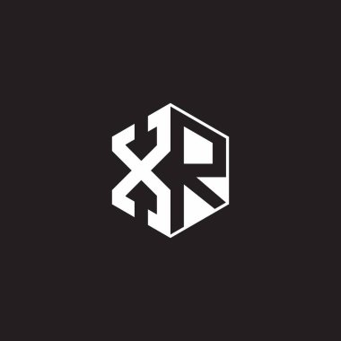 XR Logo monogram hexagon with black background negative space style