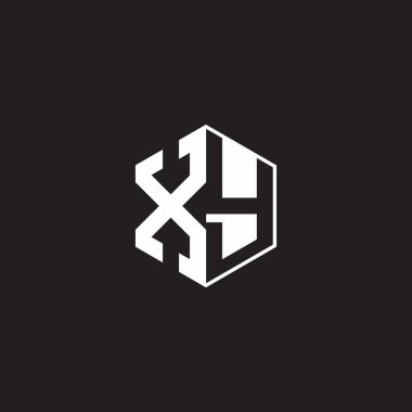 XY Logo monogram hexagon with black background negative space style