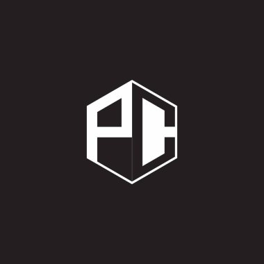 PC P C CP Logo monogram hexagon with black background negative space style