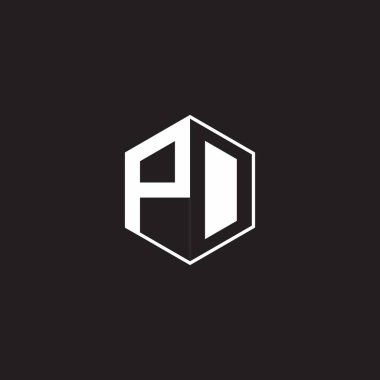 PD P D DP Logo monogram hexagon with black background negative space style