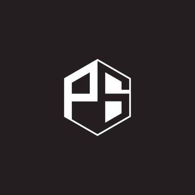 PG P G GP Logo monogram hexagon with black background negative space style