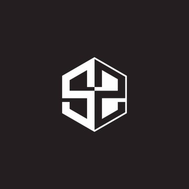 SZ S Z ZS Logo monogram hexagon with black background negative space style