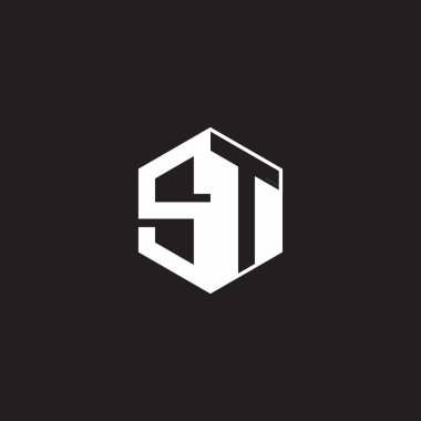 ST S T TS Logo monogram hexagon with black background negative space style