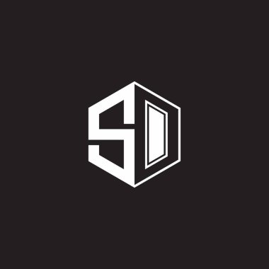 SO S O OS Logo monogram hexagon with black background negative space style