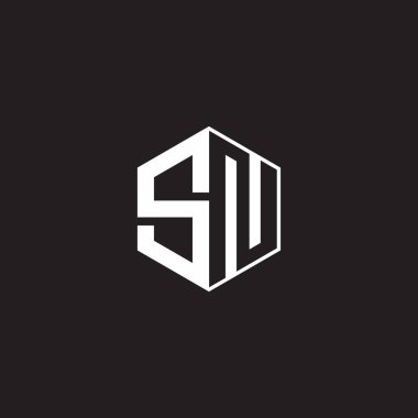 SN S N NS Logo monogram hexagon with black background negative space style