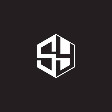 SY S Y YS Logo monogram hexagon with black background negative space style
