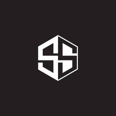 SS S Logo monogram hexagon with black background negative space style