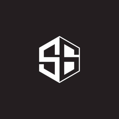 SG S G GS Logo monogram hexagon with black background negative space style