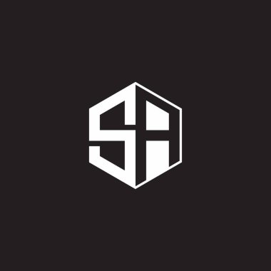 SA S A AS Logo monogram hexagon with black background negative space style