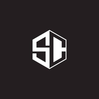 SC S C CS Logo monogram hexagon with black background negative space style