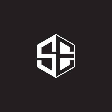 SE S E ES Logo monogram hexagon with black background negative space style