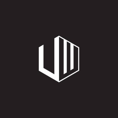 UW U W WU Logo monogram hexagon with black background negative space style