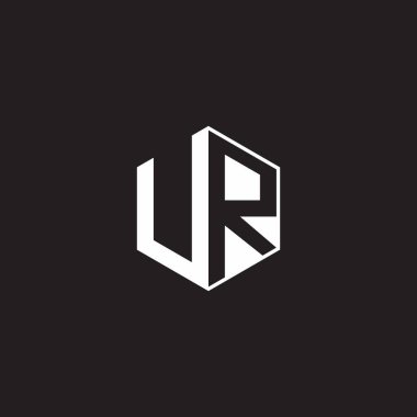 UR U R RU Logo monogram hexagon with black background negative space style