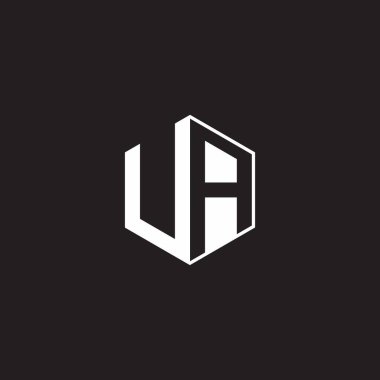 UA U A AU Logo monogram hexagon with black background negative space style