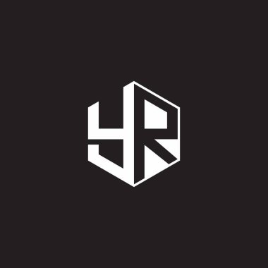 YR Y R RY Logo monogram hexagon with black background negative space style