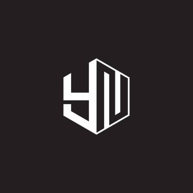 YN Y N NY Logo monogram hexagon with black background negative space style