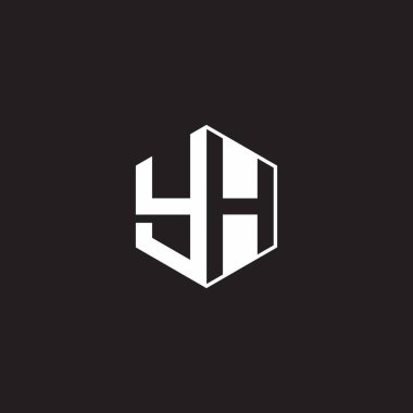 YH Y H HY Logo monogram hexagon with black background negative space style