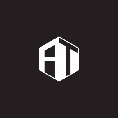 AT A T TA Logo monogram hexagon with black background negative space style