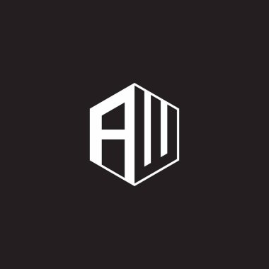 AW A W WA Logo monogram hexagon with black background negative space style