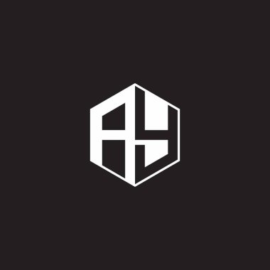 AY A Y YA Logo monogram hexagon with black background negative space style