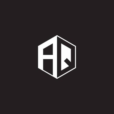 AQ A Q QA Logo monogram hexagon with black background negative space style