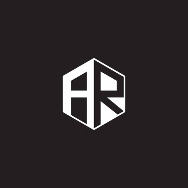 AR A R RA Logo monogram hexagon with black background negative space style