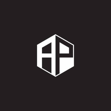 AP A P PA Logo monogram hexagon with black background negative space style