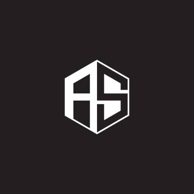 AS A S SA Logo monogram hexagon with black background negative space style