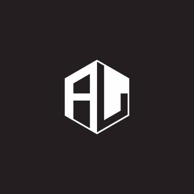 AL A L LA Logo monogram hexagon with black background negative space style