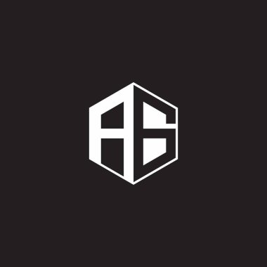 AG A G GA Logo monogram hexagon with black background negative space style