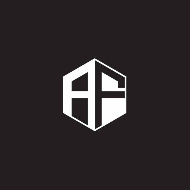 AF A F FA Logo monogram hexagon with black background negative space style
