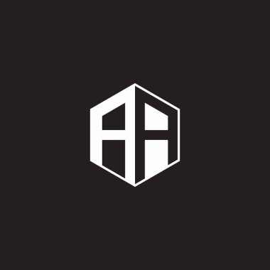 AA A Logo monogram hexagon with black background negative space style