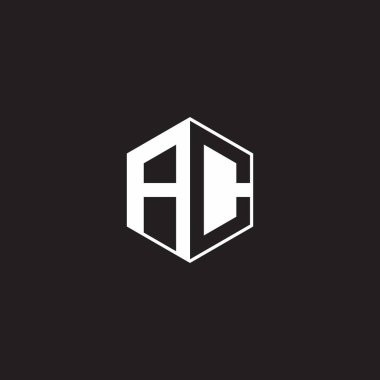 AC A C CA Logo monogram hexagon with black background negative space style