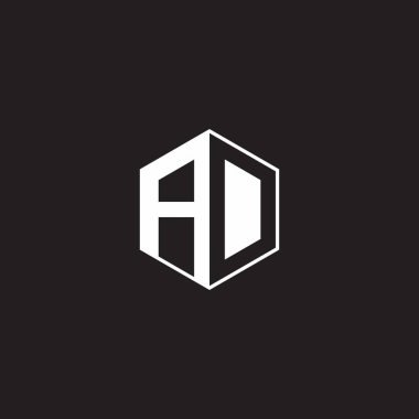 AD A D DA Logo monogram hexagon with black background negative space style