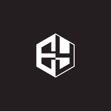 EY E Y YE Logo monogram hexagon with black background negative space style