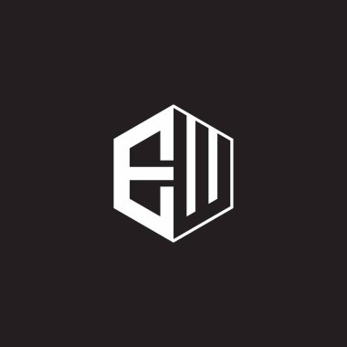 EW E W WE Logo monogram hexagon with black background negative space style