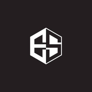 ES E S SE Logo monogram hexagon with black background negative space style